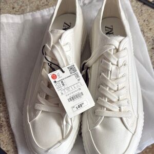 Zara White Canvas Sneakers